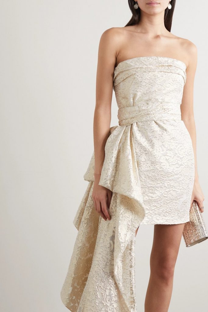 REEM ACRA metallic | Short Wedding Dress