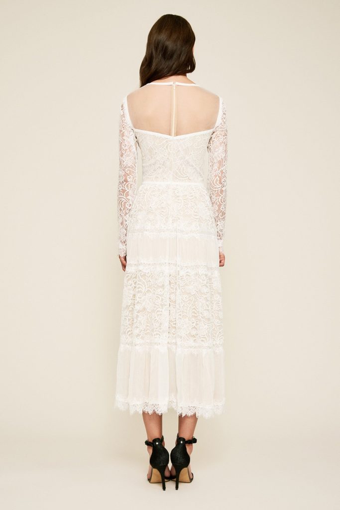 TATIANA LONG-SLEEVE TEA-LENGTH LACE DRESS