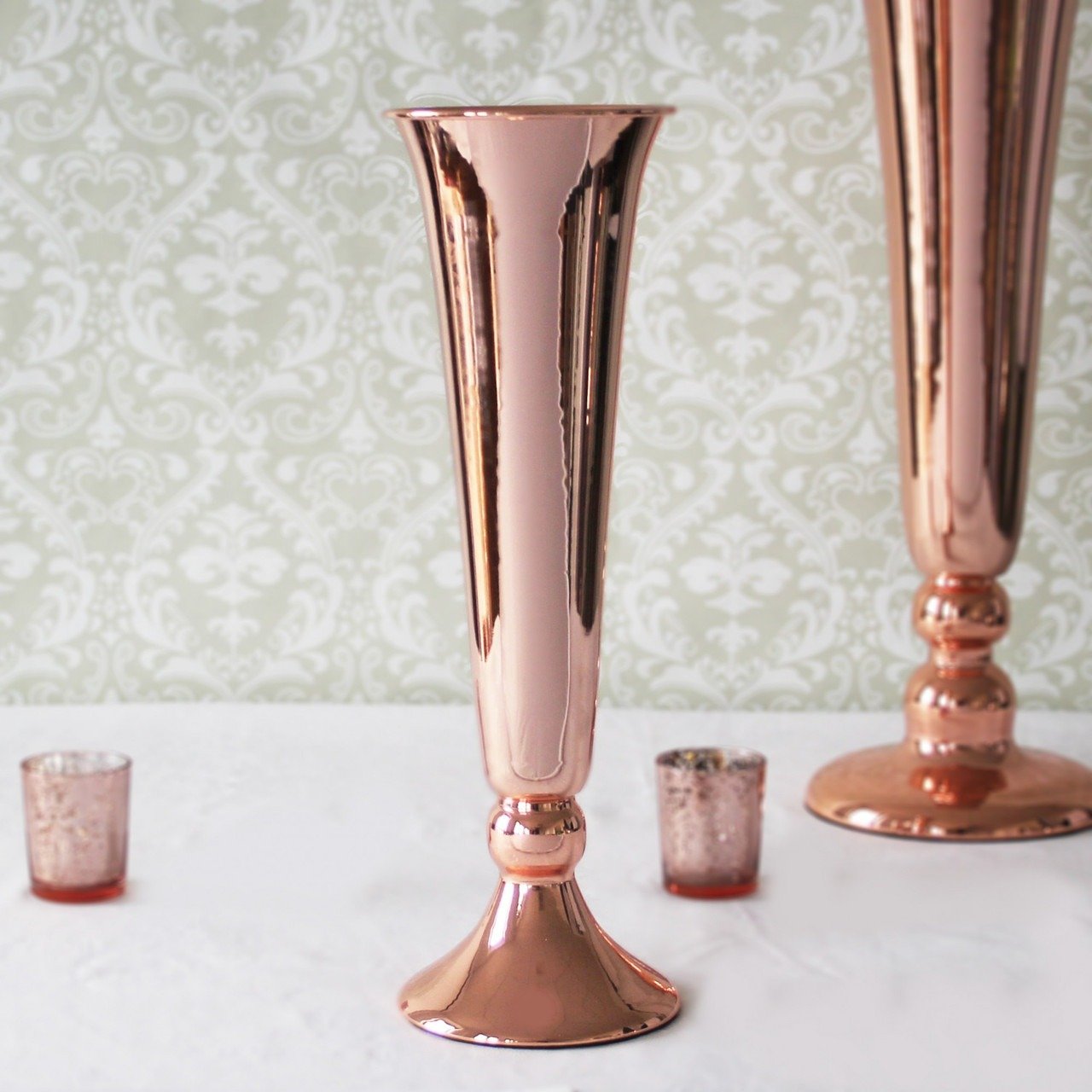rose gold vase modern wedding ideas 